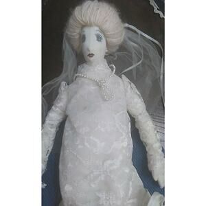 Handmade Cloth Bride Doll 16” Painted Features